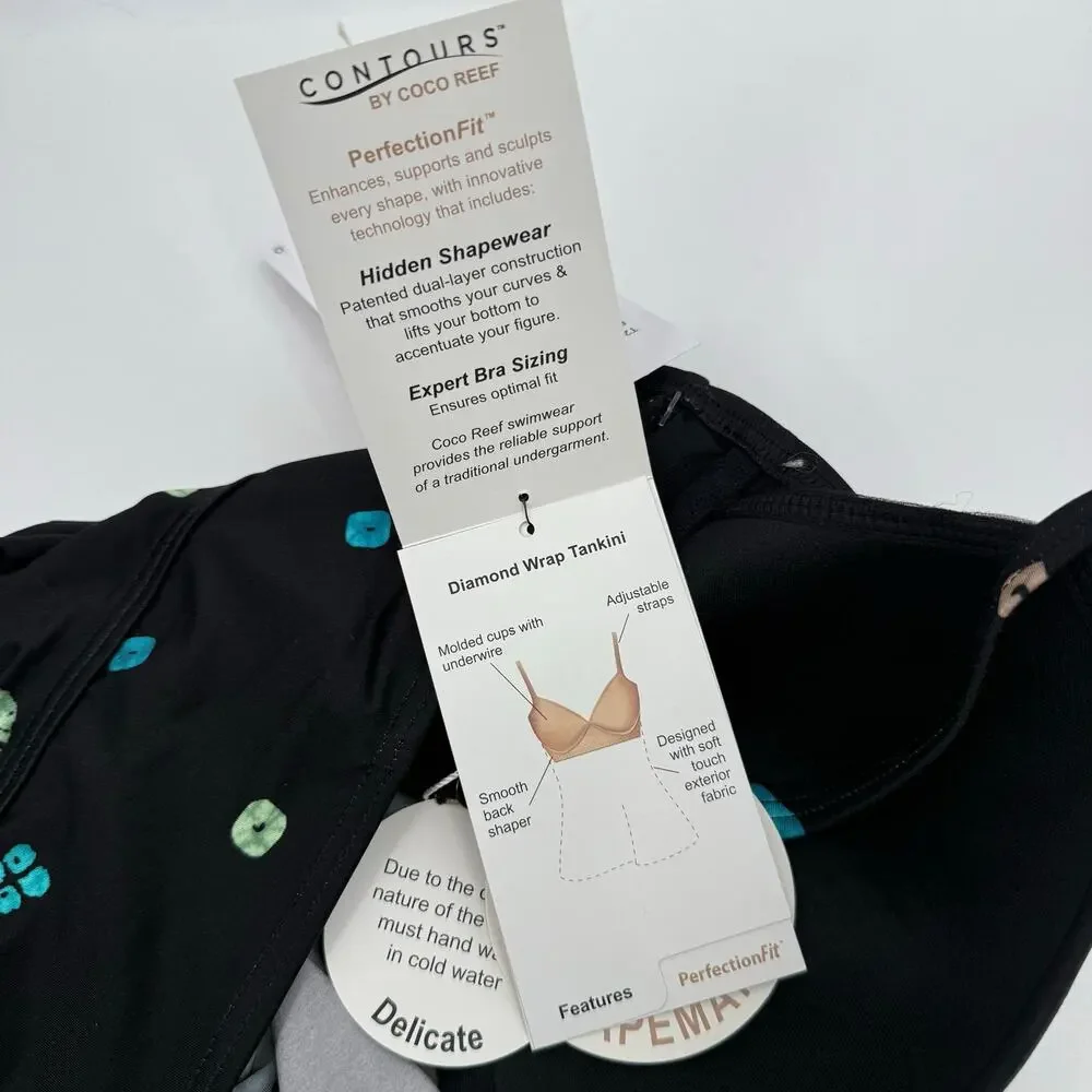 CONTOURS BY COCO REEF Tankini Top Size 8/32D NWT Black Underwire Shapemaker - Picture 8 of 16